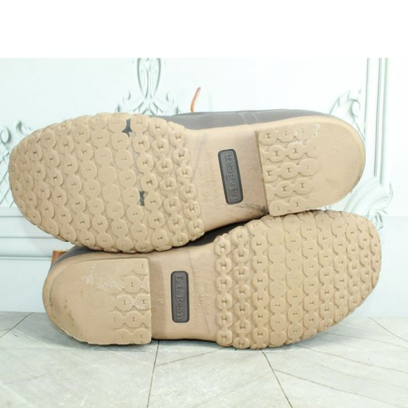 LL Bean Brown Leather Shearling Lined Insulated Ankle Duck Boots Sz 10 M - Picture 8 of 10